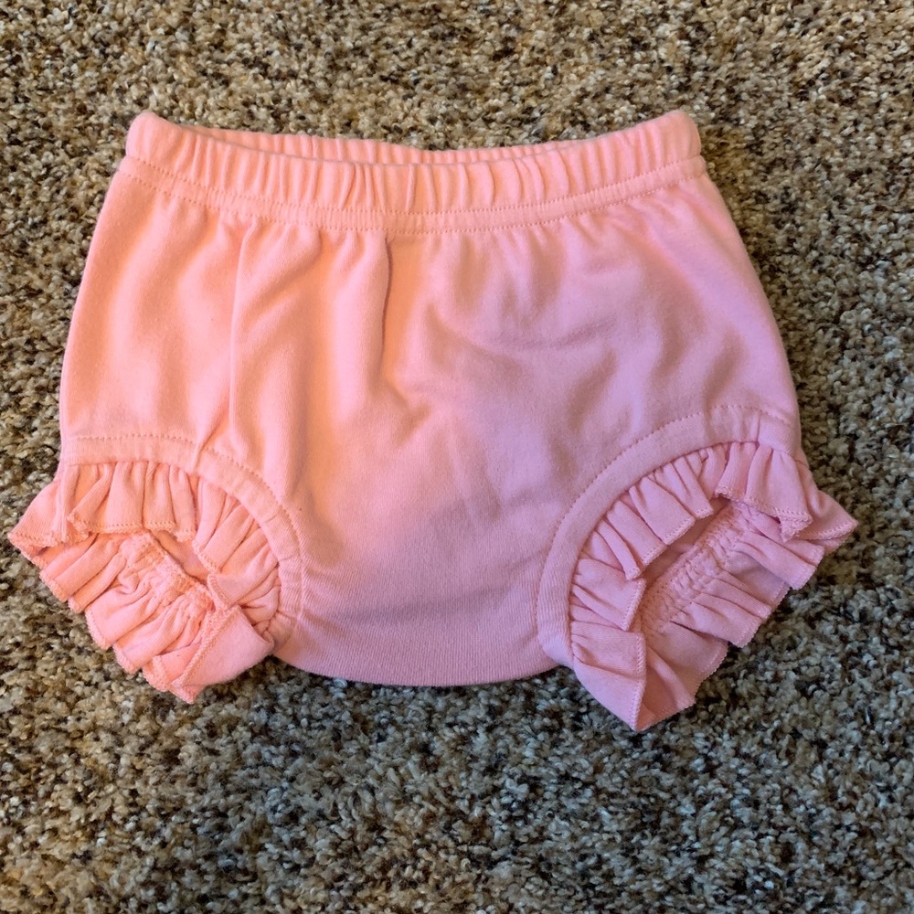 Pink ruffle baby bloomers